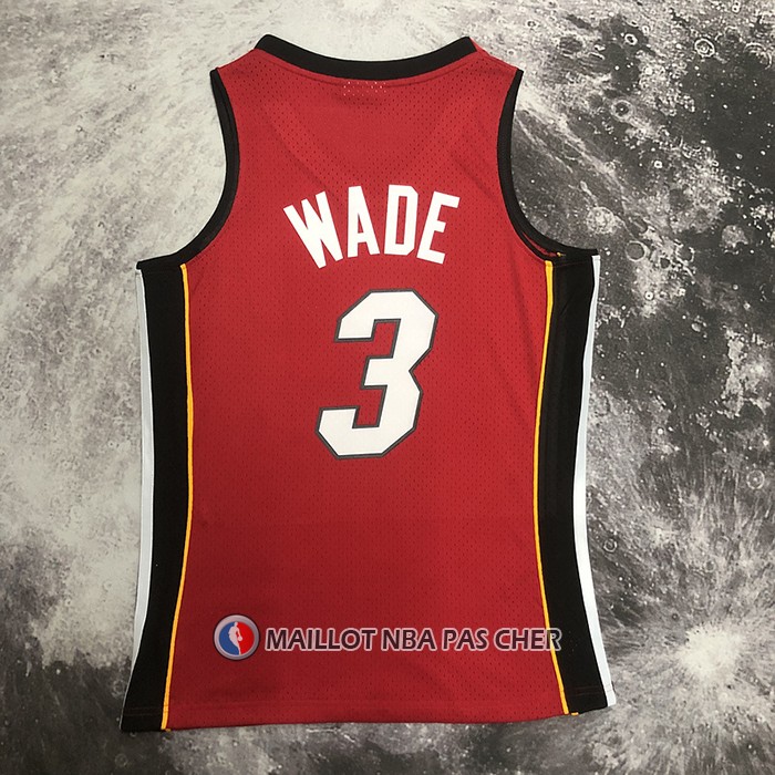 Maillot Miami Heat Dwyane Wade NO 3 Mitchell & Ness 2005-06 Rouge